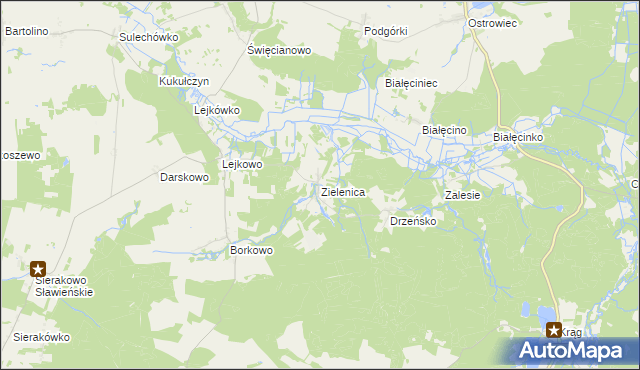 mapa Zielenica gmina Malechowo, Zielenica gmina Malechowo na mapie Targeo