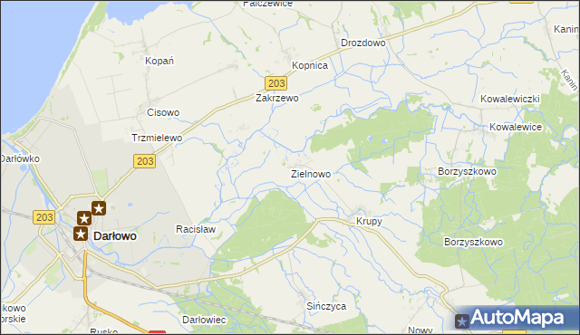 mapa Zielnowo gmina Darłowo, Zielnowo gmina Darłowo na mapie Targeo