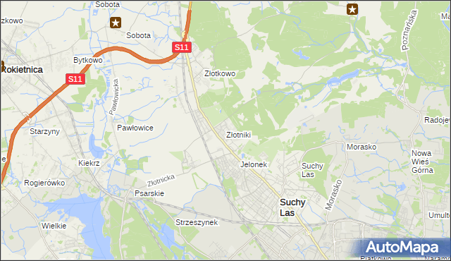 mapa Złotniki gmina Suchy Las, Złotniki gmina Suchy Las na mapie Targeo