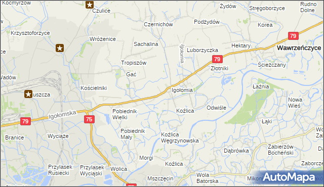 mapa Zofipole gmina Igołomia-Wawrzeńczyce, Zofipole gmina Igołomia-Wawrzeńczyce na mapie Targeo