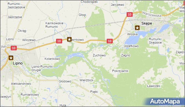 mapa Żuchowo, Żuchowo na mapie Targeo