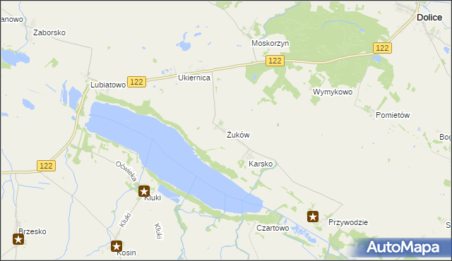 mapa Żuków gmina Przelewice, Żuków gmina Przelewice na mapie Targeo