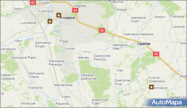 mapa Zwierzyniec Pierwszy, Zwierzyniec Pierwszy na mapie Targeo