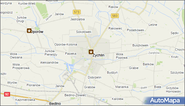 mapa Żychlin powiat kutnowski, Żychlin powiat kutnowski na mapie Targeo