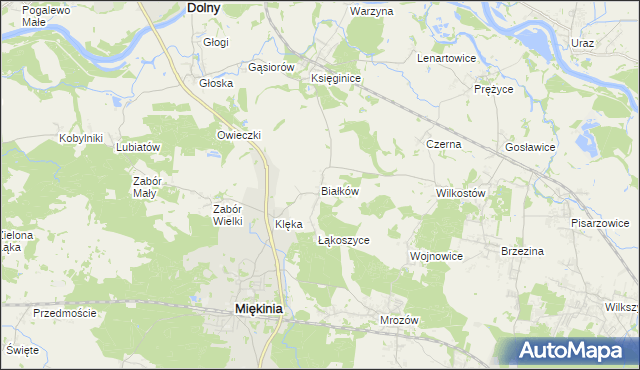 mapa Białków gmina Miękinia, Białków gmina Miękinia na mapie Targeo