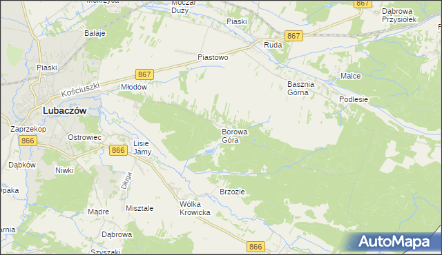 mapa Borowa Góra gmina Lubaczów, Borowa Góra gmina Lubaczów na mapie Targeo