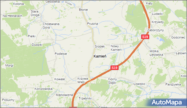 mapa Kamień powiat rzeszowski, Kamień powiat rzeszowski na mapie Targeo