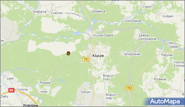 mapa Klucze powiat olkuski, Klucze powiat olkuski na mapie Targeo