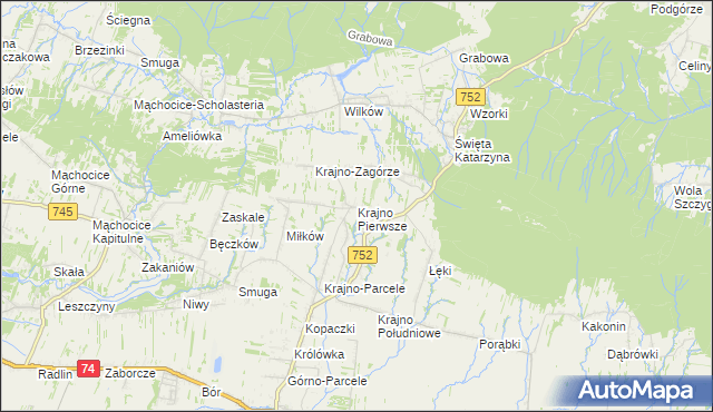 mapa Krajno Pierwsze, Krajno Pierwsze na mapie Targeo