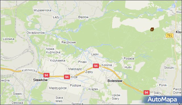 mapa Laski gmina Bolesław, Laski gmina Bolesław na mapie Targeo