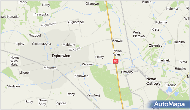 mapa Lipiny gmina Nowe Ostrowy, Lipiny gmina Nowe Ostrowy na mapie Targeo