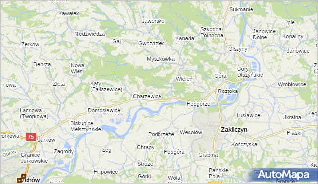 mapa Melsztyn, Melsztyn na mapie Targeo