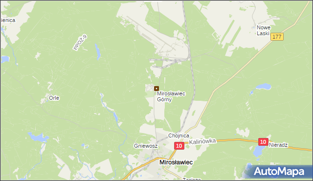 mapa Mirosławiec Górny, Mirosławiec Górny na mapie Targeo