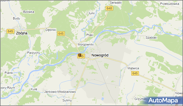 mapa Nowogród powiat łomżyński, Nowogród powiat łomżyński na mapie Targeo