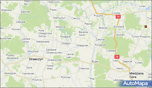 mapa Oblęgorek, Oblęgorek na mapie Targeo