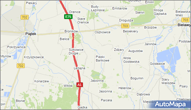 mapa Piaski Bankowe, Piaski Bankowe na mapie Targeo