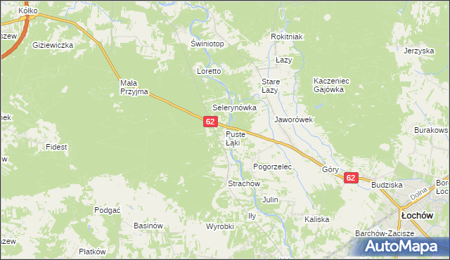 mapa Puste Łąki, Puste Łąki na mapie Targeo