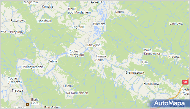 mapa Tyrawa Solna, Tyrawa Solna na mapie Targeo