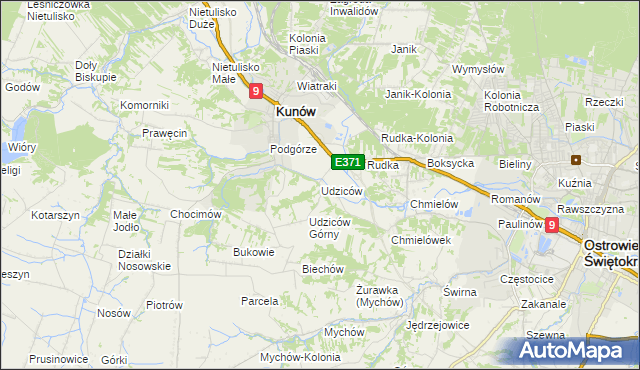 mapa Udziców, Udziców na mapie Targeo