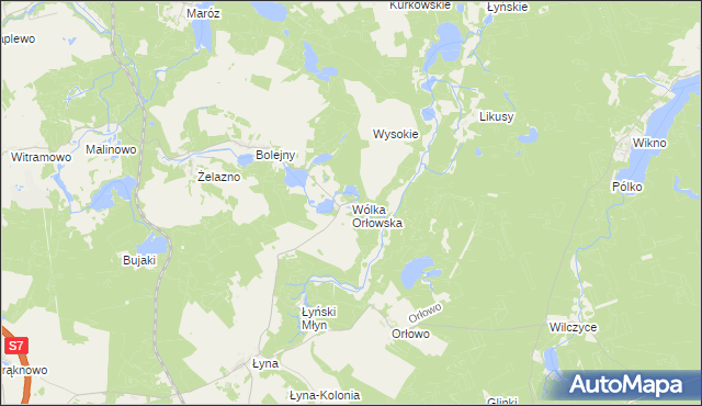 mapa Wólka Orłowska gmina Nidzica, Wólka Orłowska gmina Nidzica na mapie Targeo