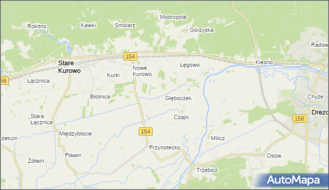 mapa Głęboczek gmina Stare Kurowo, Głęboczek gmina Stare Kurowo na mapie Targeo