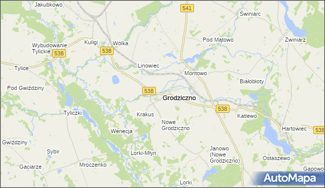 mapa Grodziczno powiat nowomiejski, Grodziczno powiat nowomiejski na mapie Targeo