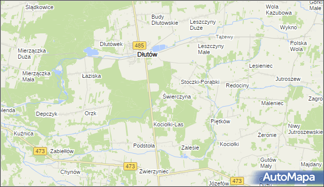 mapa Świerczyna gmina Dłutów, Świerczyna gmina Dłutów na mapie Targeo