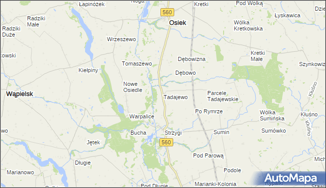 mapa Tadajewo, Tadajewo na mapie Targeo