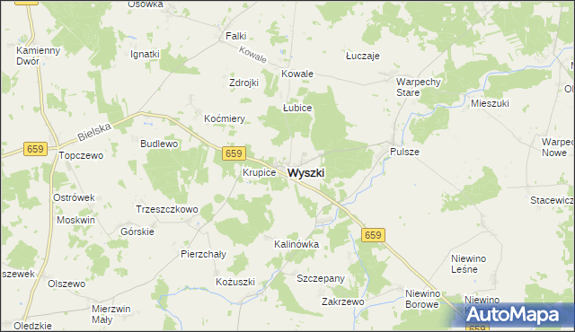 mapa Wyszki powiat bielski, Wyszki powiat bielski na mapie Targeo