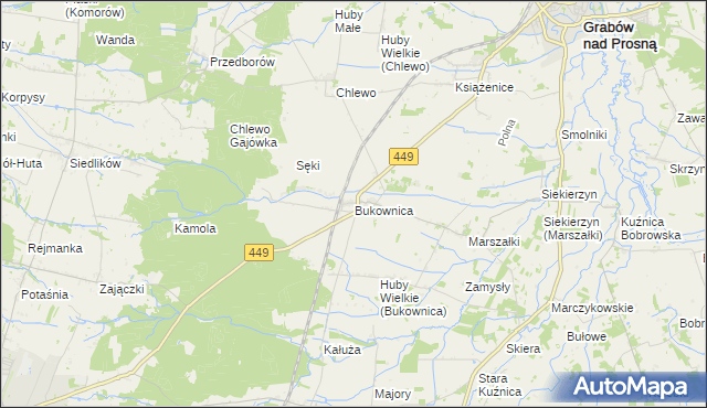mapa Bukownica gmina Grabów nad Prosną, Bukownica gmina Grabów nad Prosną na mapie Targeo