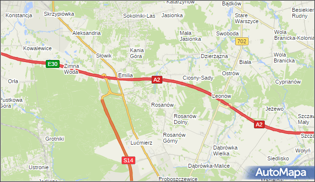 mapa Ciosny gmina Zgierz, Ciosny gmina Zgierz na mapie Targeo