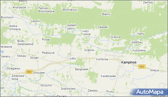 mapa Grabnik gmina Kampinos, Grabnik gmina Kampinos na mapie Targeo