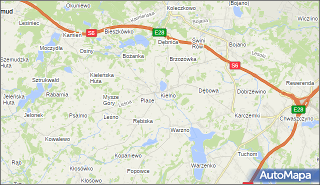 mapa Kielno gmina Szemud, Kielno gmina Szemud na mapie Targeo