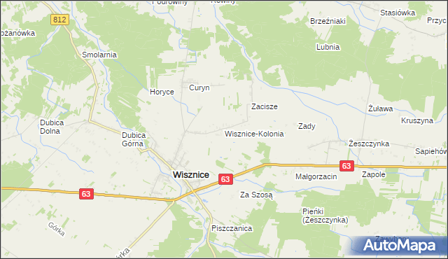 mapa Wisznice-Kolonia, Wisznice-Kolonia na mapie Targeo