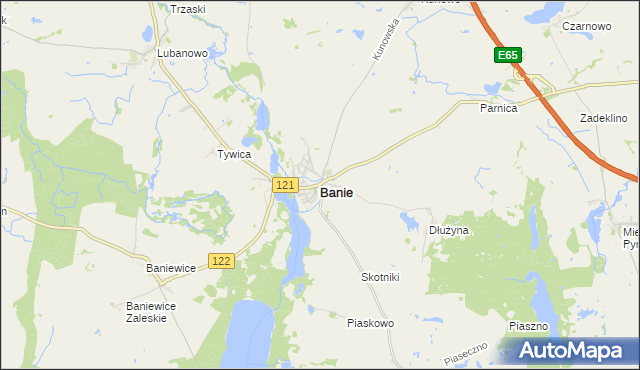 mapa Banie, Banie na mapie Targeo