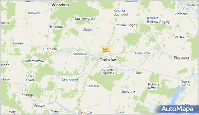 mapa Grębków, Grębków na mapie Targeo