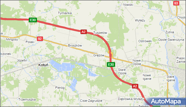 mapa Gręzów, Gręzów na mapie Targeo