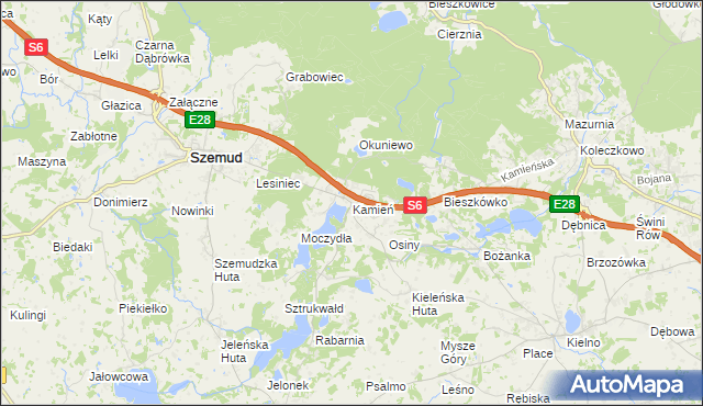 mapa Kamień gmina Szemud, Kamień gmina Szemud na mapie Targeo