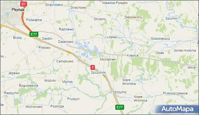 mapa Michalinek gmina Płońsk, Michalinek gmina Płońsk na mapie Targeo