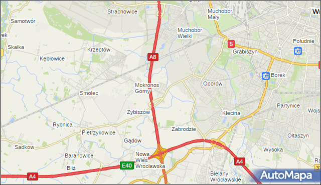 mapa Mokronos Dolny, Mokronos Dolny na mapie Targeo