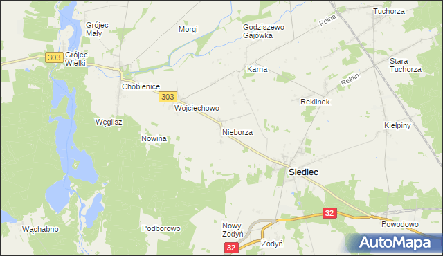 mapa Nieborza, Nieborza na mapie Targeo