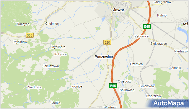 mapa Paszowice, Paszowice na mapie Targeo
