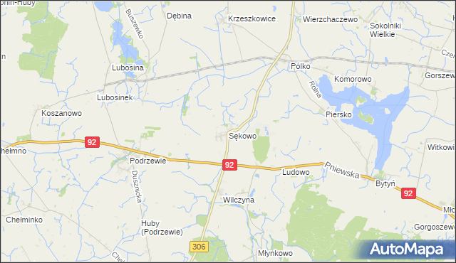 mapa Sękowo gmina Duszniki, Sękowo gmina Duszniki na mapie Targeo