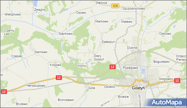 mapa Stary Gostyń, Stary Gostyń na mapie Targeo