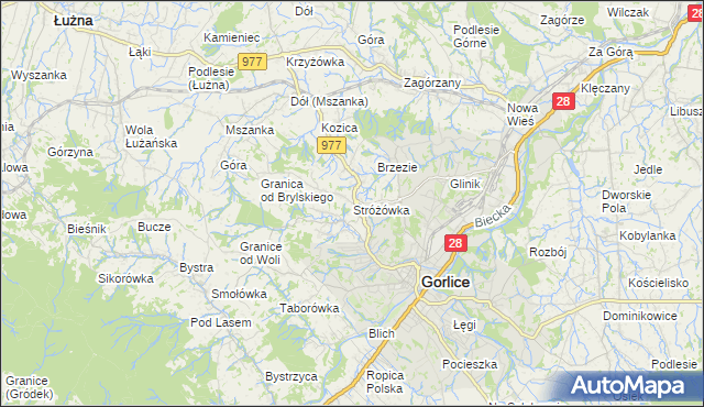 mapa Stróżówka, Stróżówka na mapie Targeo