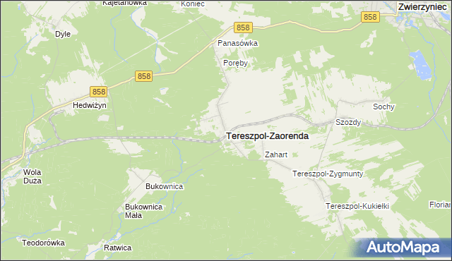 mapa Tereszpol-Zaorenda, Tereszpol-Zaorenda na mapie Targeo