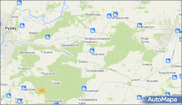 mapa Adamierz gmina Zagórów, Adamierz gmina Zagórów na mapie Targeo