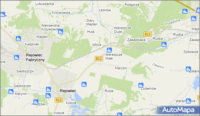 mapa Adamów gmina Rejowiec, Adamów gmina Rejowiec na mapie Targeo