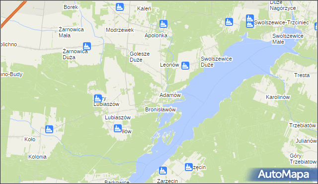 mapa Adamów gmina Wolbórz, Adamów gmina Wolbórz na mapie Targeo