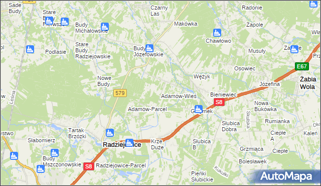 mapa Adamów-Wieś, Adamów-Wieś na mapie Targeo